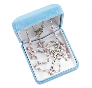 Pink Finest Austrian Crystal Pearl Rosary - SALE
