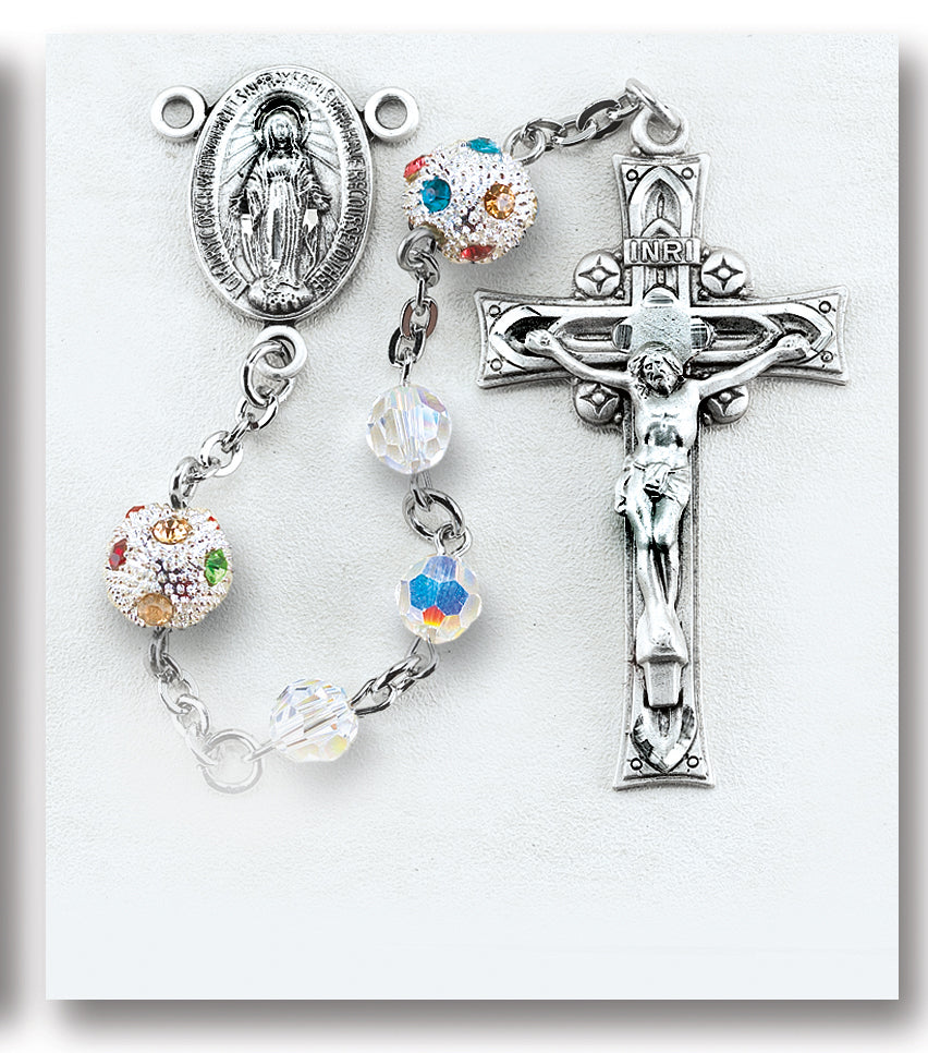 6mm Austrian Crystal and Rhinestone Rosary - Engravable – CatholicShop.com