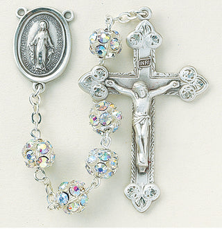 Multi Pink Crystal Rosary - Engravable