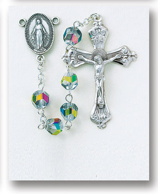 Metallic Multi Color Helix Crystal Rosary - Engravable