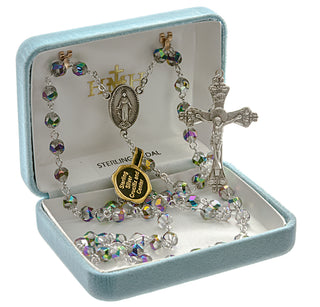 Metallic Multi Color Helix Crystal Rosary - Engravable