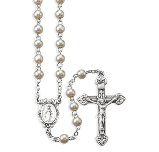 Imitation Pearl Rosary - Engravable