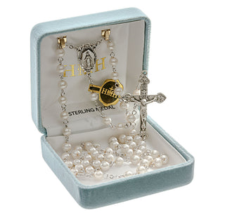 Imitation Pearl Rosary - Engravable