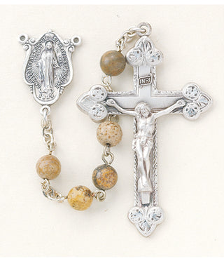 Round Genuine Jasper Rosary - Engravable
