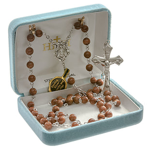 Round Genuine Gold Sand Rosary