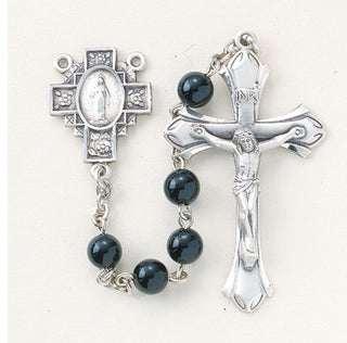 Round Genuine Onyx Rosary - Engravable