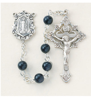 Round Genuine Blue Gold Sand Rosary
