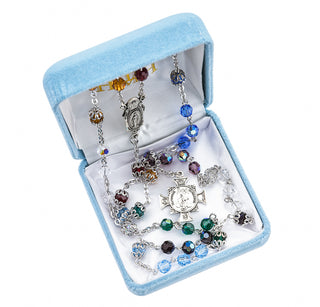 Multi Color Round Finest Austrian Crystal Saint Michael the Archangel Chaplet Rosary