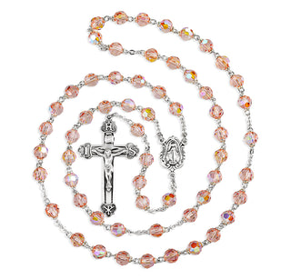 6mm Tin Cut Light Rose Czech Crystal Aurora Beads