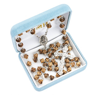 Solid Walnut Bicone Rosary - Engravable