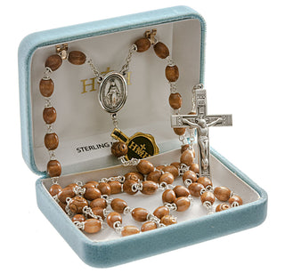 Brown Oval Boxwood Rosary - Engravable