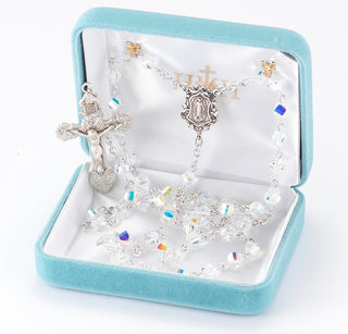 Austrian Crystal Helix Shape Rosary - Engravable