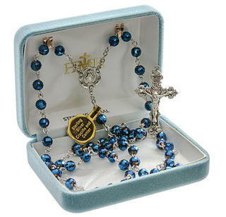 Zircon Multi Faceted Tin Cut Crystal Rosary - Engravable