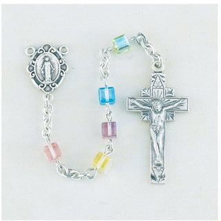 Multi Color Finest Austrian Crystal Cube Shape Rosary - Engravable