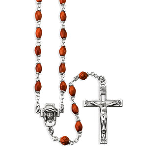 Brown Oval Cocoa Rosary - Engravable