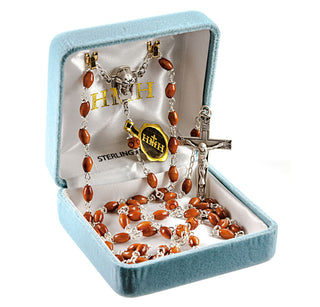 Brown Oval Cocoa Rosary - Engravable