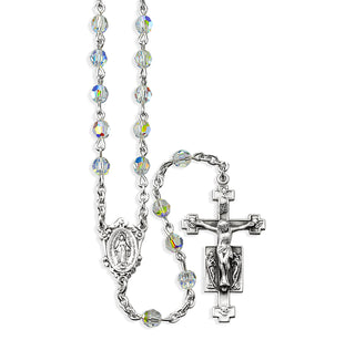 Round Clear Finest Austrian Crystal Rosary Engravable