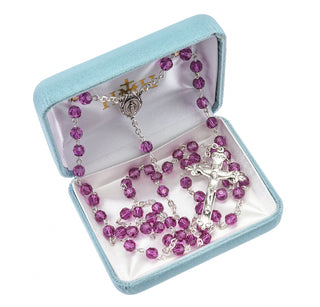 Fuschia Finest Austrian Crystal Rosary - Engravable