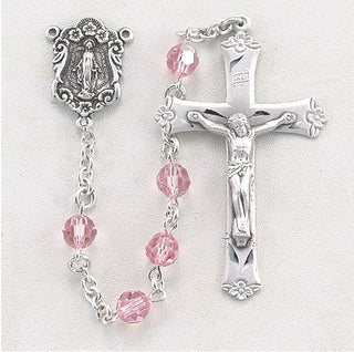 Light Rose Finest Austrian Crystal Rosary - Engravable