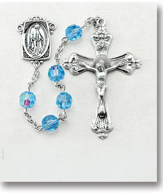 Light Sapphire Finest Austrian Crystal Rosary - Engravable