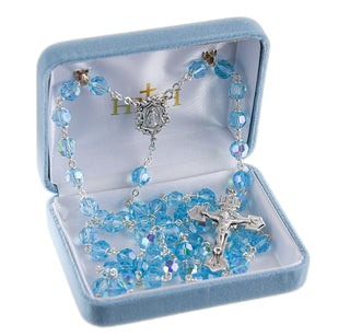 7mm Aqua Crystal Czech Aurora Beads