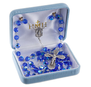 7mm Bermuda Blue Crystal Czech Aurora Beads