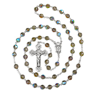 7mm Bermuda Diamond Crystal Czech Aurora Beads