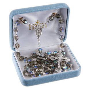 7mm Bermuda Diamond Crystal Czech Aurora Beads