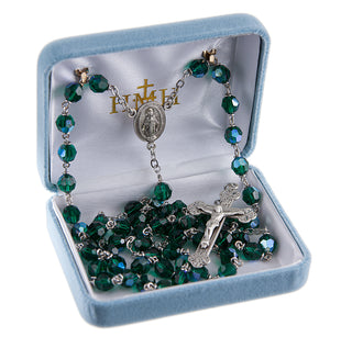 7mm Emerald Crystal Czech Aurora Beads