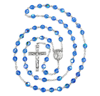 7mm Light Sapphire Crystal Czech Aurora Beads