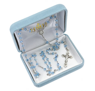 Aqua Finest Austrian Crystal Rosary - Engravable