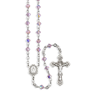 4mm Light Amethyst Finest Crystal Bi-Cone Beads