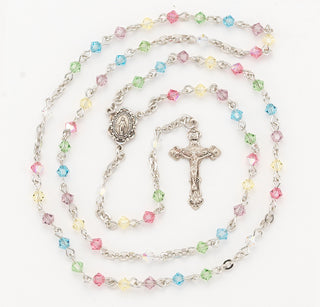Multi Color Finest Austrian Crystal Rosary - Engravable