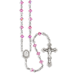 Pink Finest Austrian Crystal Rosary Engravable 1