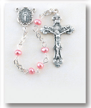 Pink Freshwater Pearl Rosary - Engravable