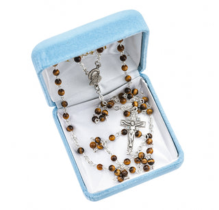 Genuine Tiger Eye Rosary - Engravable