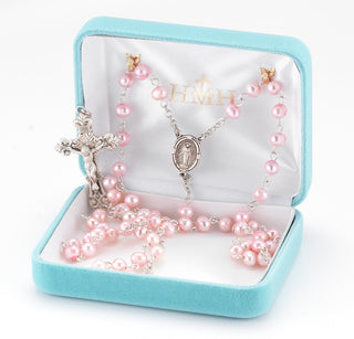 Pink Freshwater Pearl Rosary - Engravable