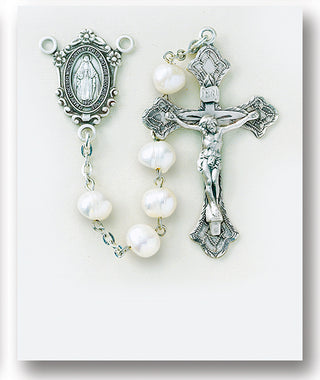 White Freshwater Pearl Rosary - Engravable