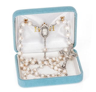 White Freshwater Pearl Rosary - Engravable