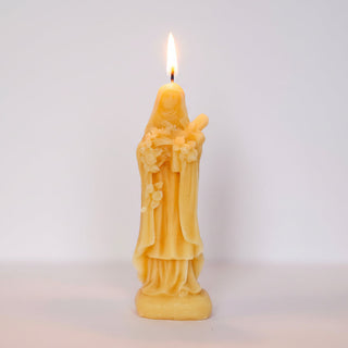 Saint Thérèse, The Little Flower Beeswax Candle – Hand-Poured