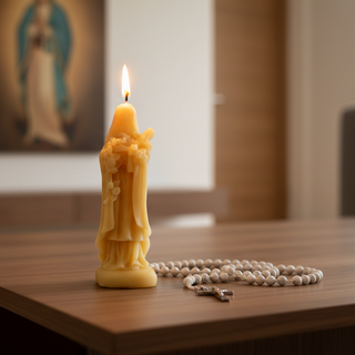 Saint Thérèse, The Little Flower Beeswax Candle – Hand-Poured