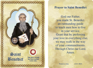 Bulk Saint Benedict Relic Card - Sold in packs of 25