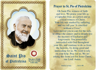 Bulk Saint Pio Third Class Relic Card