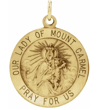 14K Yellow Gold Lady Of Mount Carmel Pendant