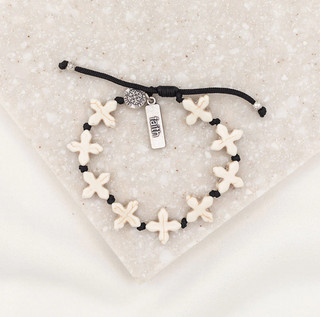 Grounded in Faith Knotted Cross Bracelet - White