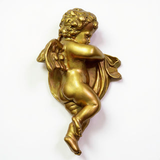 Cherub Wall Plaque - 12-inch — Antique Gold finish