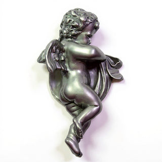Cherub Wall Plaque - 12-inch — Aged Silver finish