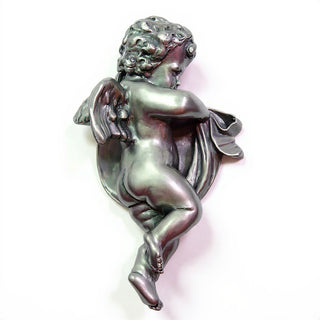 Cherub Wall Plaque - 12-inch — Antique Silver finish