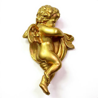 Cherub Wall Plaque - 12-inch — Deep Gold finish