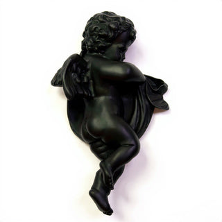 Cherub Wall Plaque - 12-inch — Flat Black finish